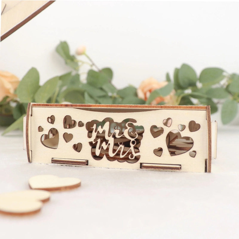 13" Wooden Heart Drop Top Frame Wedding Guest Book Sign Set - Natural WED_RCPT_SIGN_WOD01_NAT