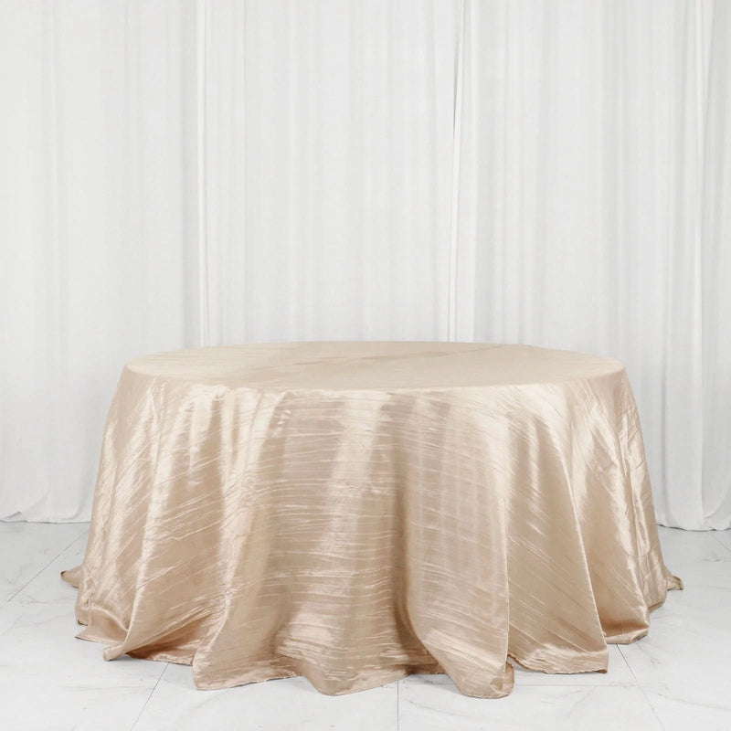 132" Accordion Crinkled Taffeta Round Tablecloth