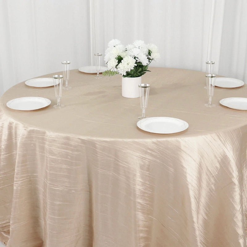 132" Accordion Crinkled Taffeta Round Tablecloth