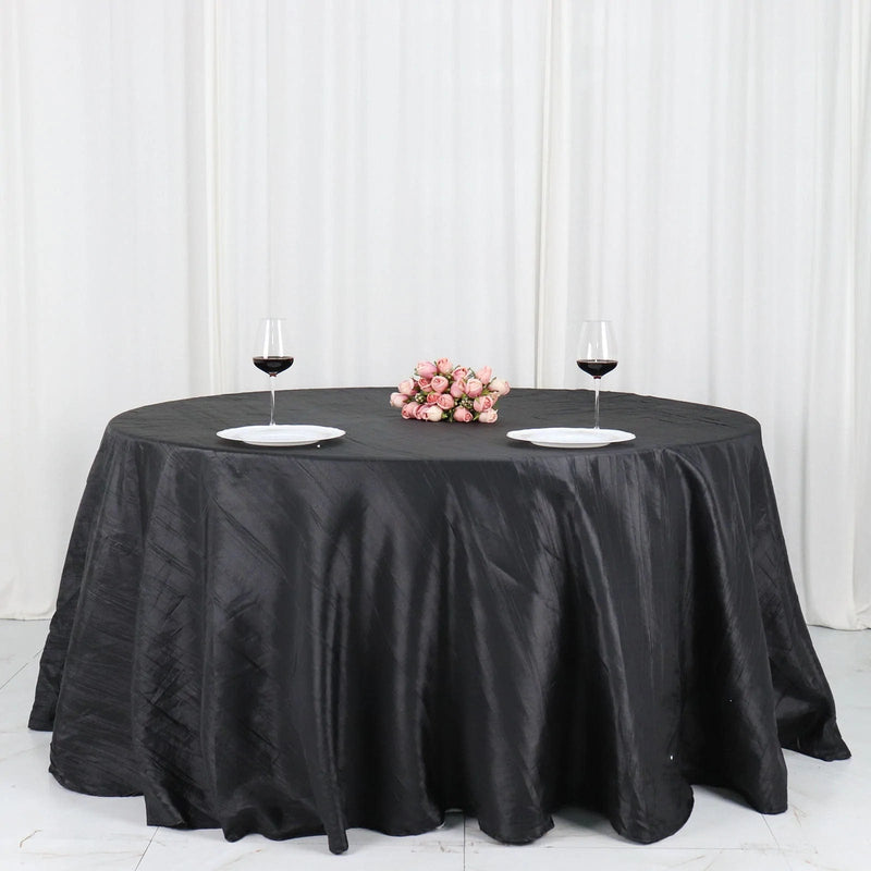 132" Accordion Crinkled Taffeta Round Tablecloth