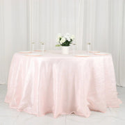 132" Accordion Crinkled Taffeta Round Tablecloth