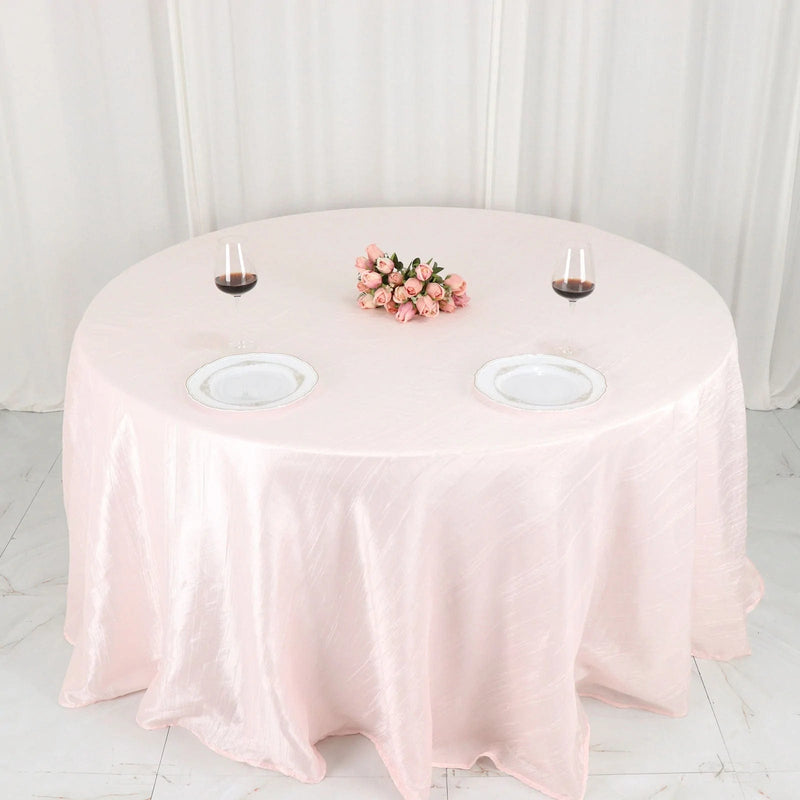 132" Accordion Crinkled Taffeta Round Tablecloth