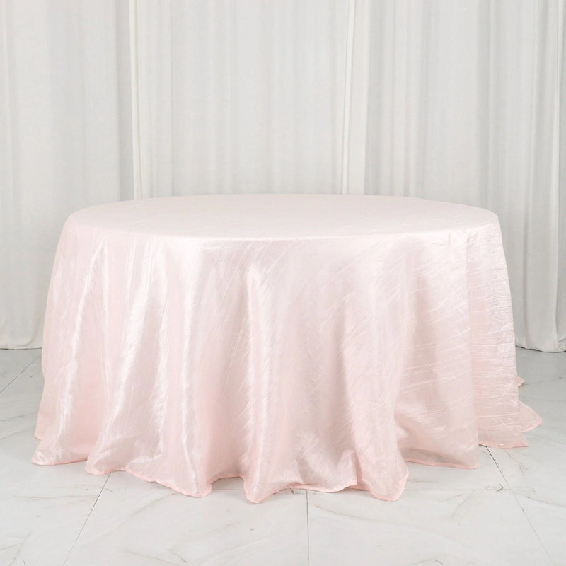 132" Accordion Crinkled Taffeta Round Tablecloth