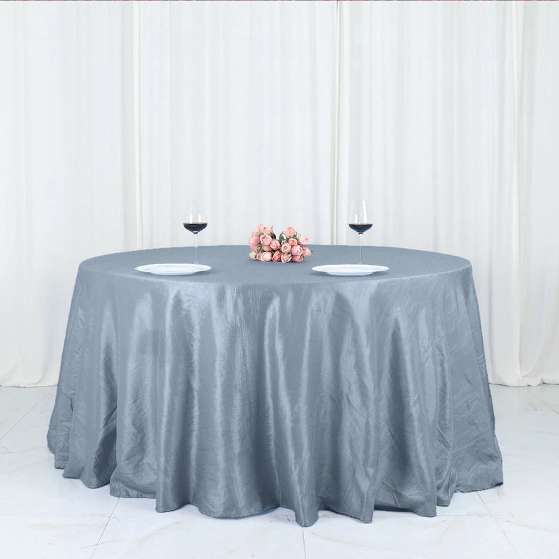 132" Accordion Crinkled Taffeta Round Tablecloth