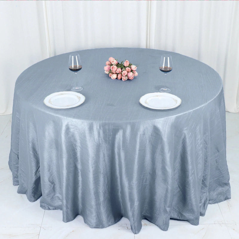 132" Accordion Crinkled Taffeta Round Tablecloth