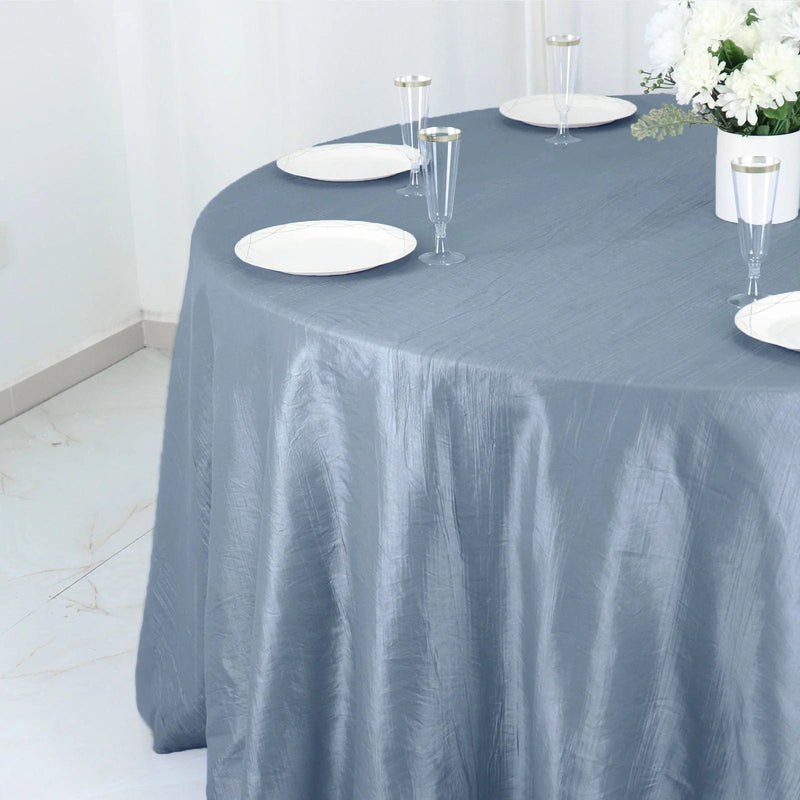 132" Accordion Crinkled Taffeta Round Tablecloth