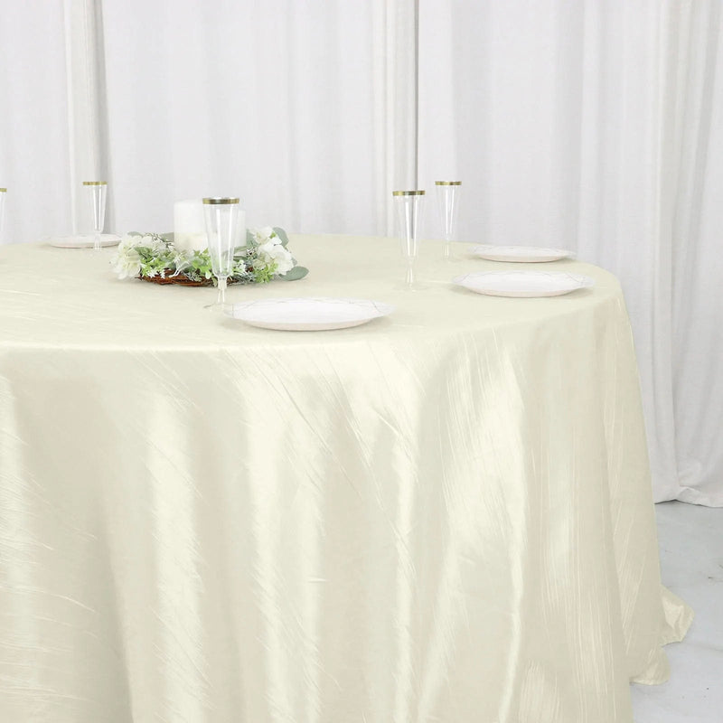 132" Accordion Crinkled Taffeta Round Tablecloth