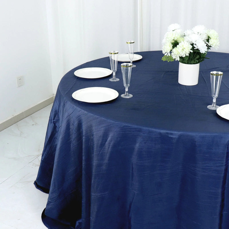 132" Accordion Crinkled Taffeta Round Tablecloth