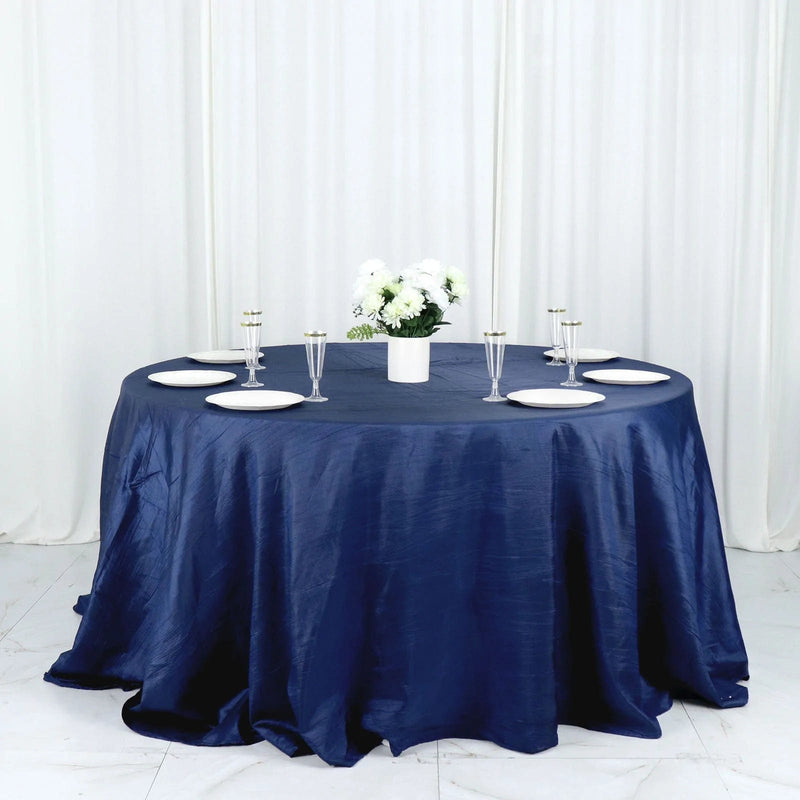 132" Accordion Crinkled Taffeta Round Tablecloth