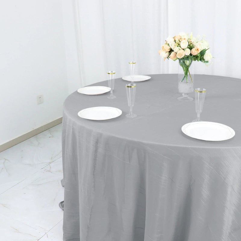 132" Accordion Crinkled Taffeta Round Tablecloth