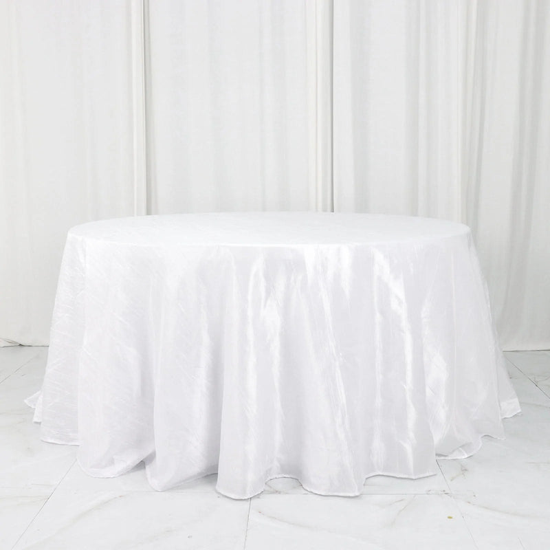 132" Accordion Crinkled Taffeta Round Tablecloth