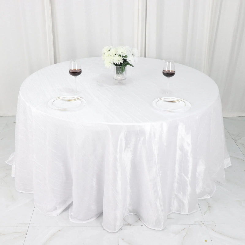 132" Accordion Crinkled Taffeta Round Tablecloth