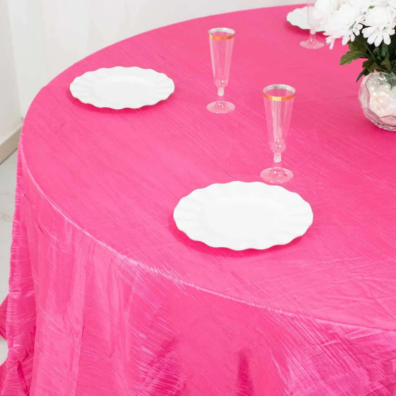 132" Accordion Crinkled Taffeta Round Tablecloth