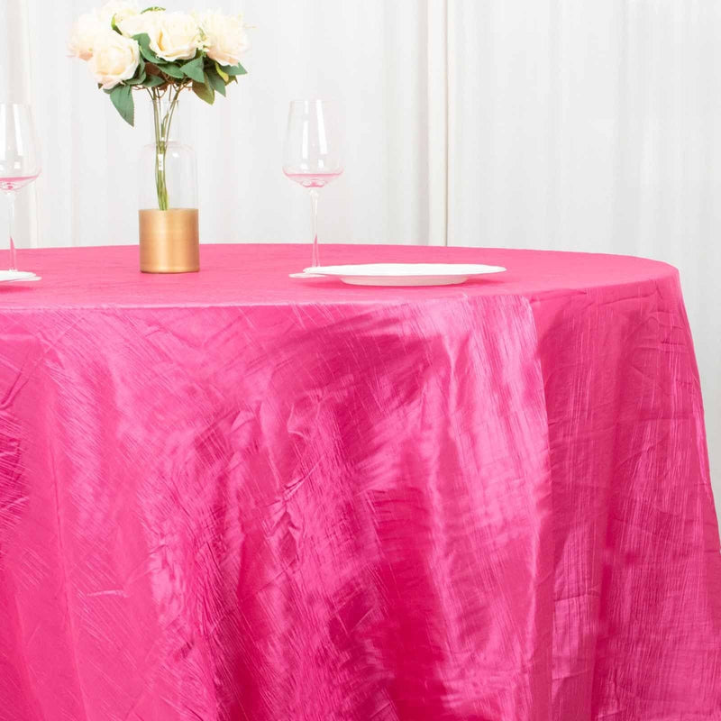 132" Accordion Crinkled Taffeta Round Tablecloth