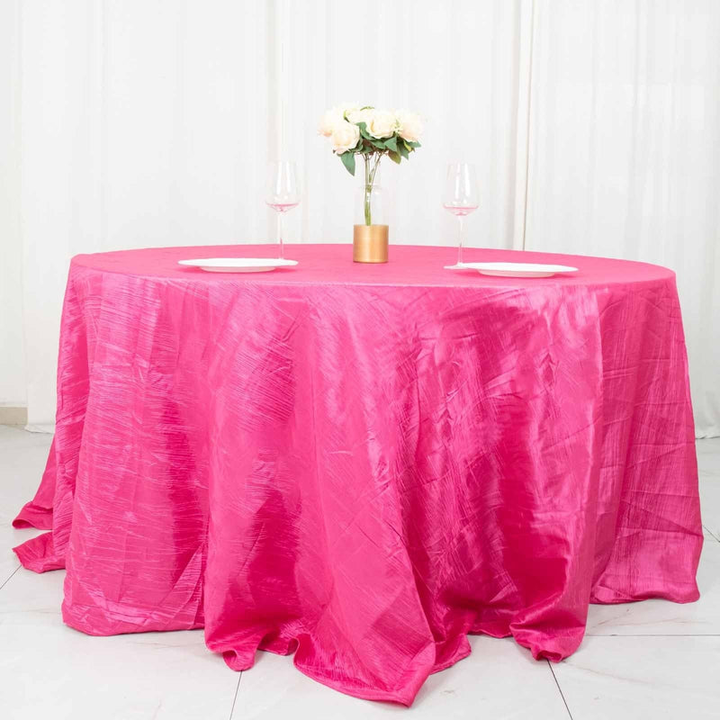 132" Accordion Crinkled Taffeta Round Tablecloth