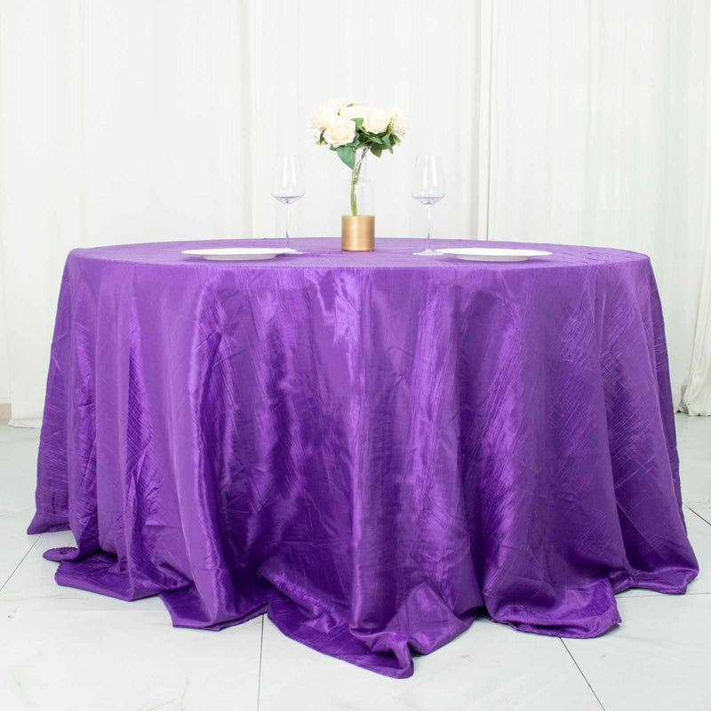 132" Accordion Crinkled Taffeta Round Tablecloth