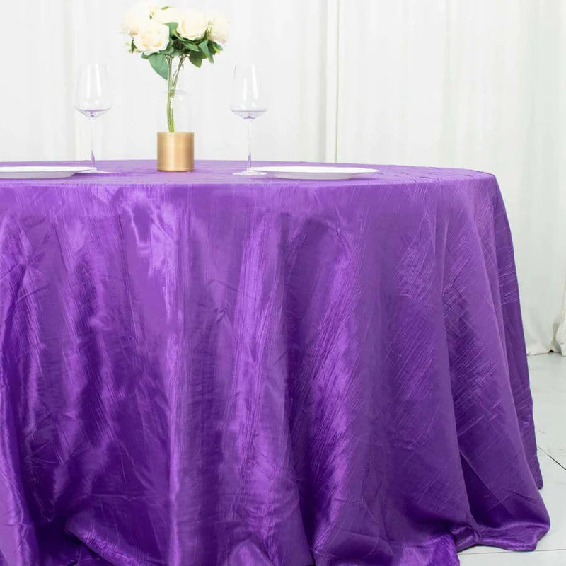 132" Accordion Crinkled Taffeta Round Tablecloth
