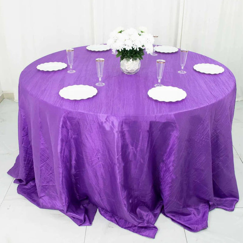 132" Accordion Crinkled Taffeta Round Tablecloth