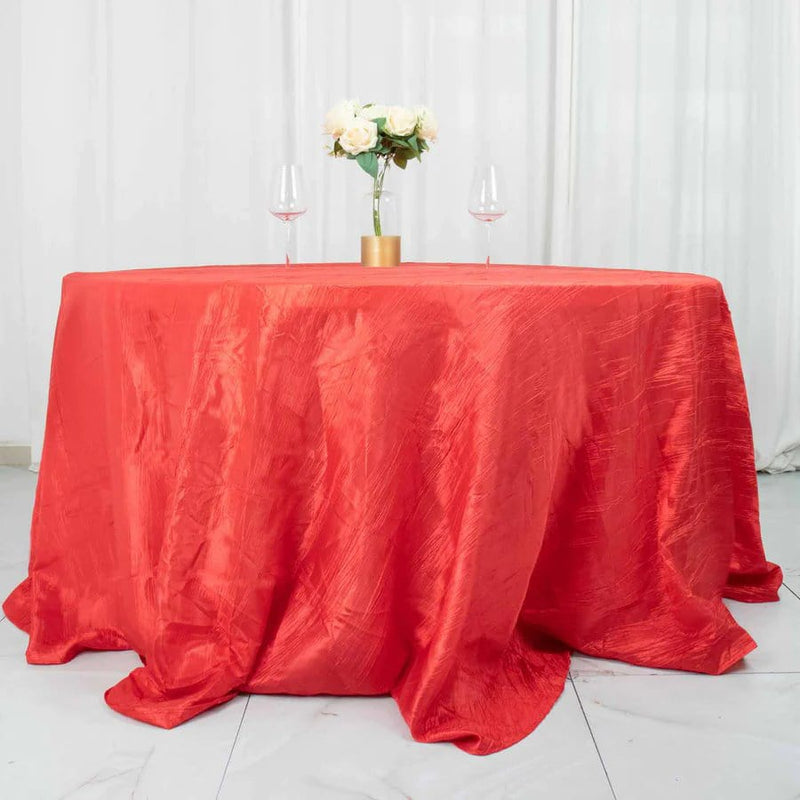 132" Accordion Crinkled Taffeta Round Tablecloth