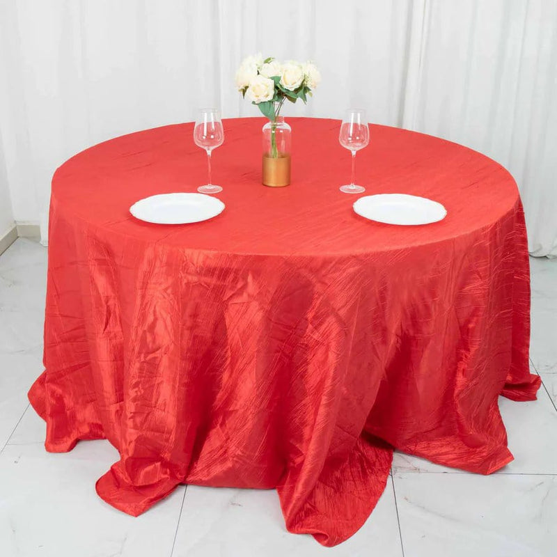 132" Accordion Crinkled Taffeta Round Tablecloth