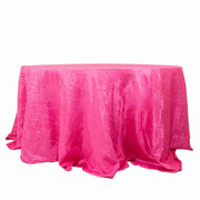 132" Accordion Crinkled Taffeta Round Tablecloth TAB_ACRNK_136_FUSH