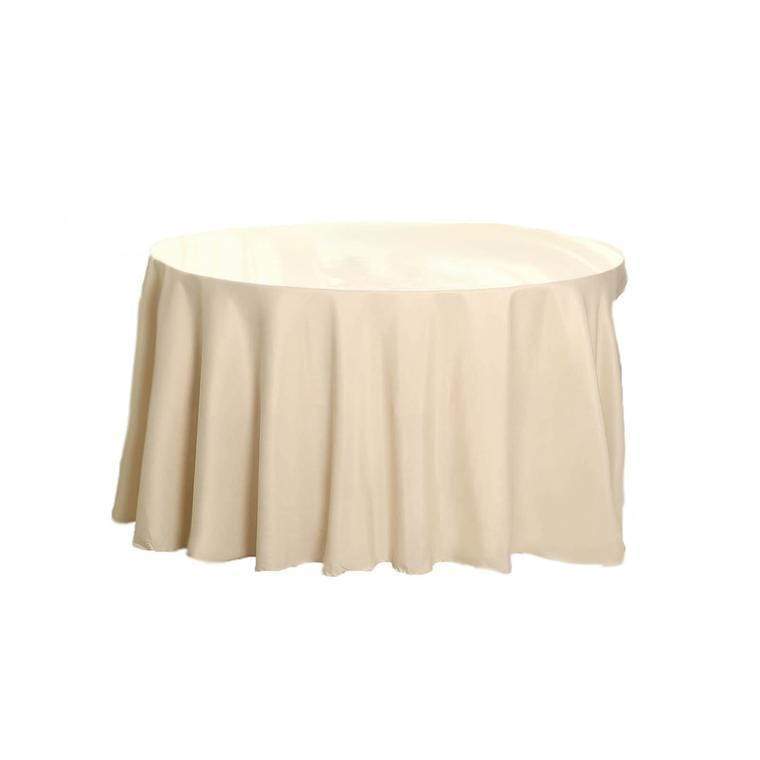 132" Polyester Round Tablecloth Wedding Party Table Linens - Beige TAB_136_081_POLY