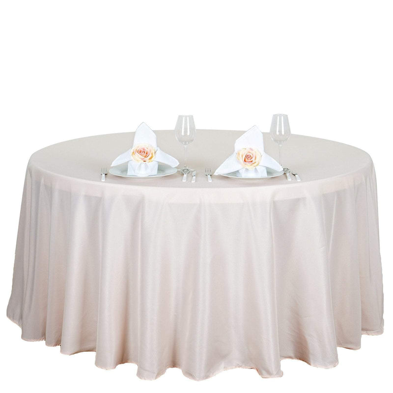 132" Polyester Round Tablecloth Wedding Party Table Linens - Blush TAB_136_046_POLY
