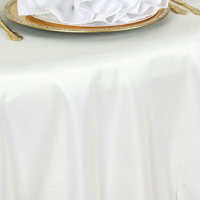 132" Polyester Round Tablecloth Wedding Party Table Linens - Ivory TAB_136_IVR_POLY