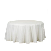 132" Polyester Round Tablecloth Wedding Party Table Linens - Ivory TAB_136_IVR_POLY