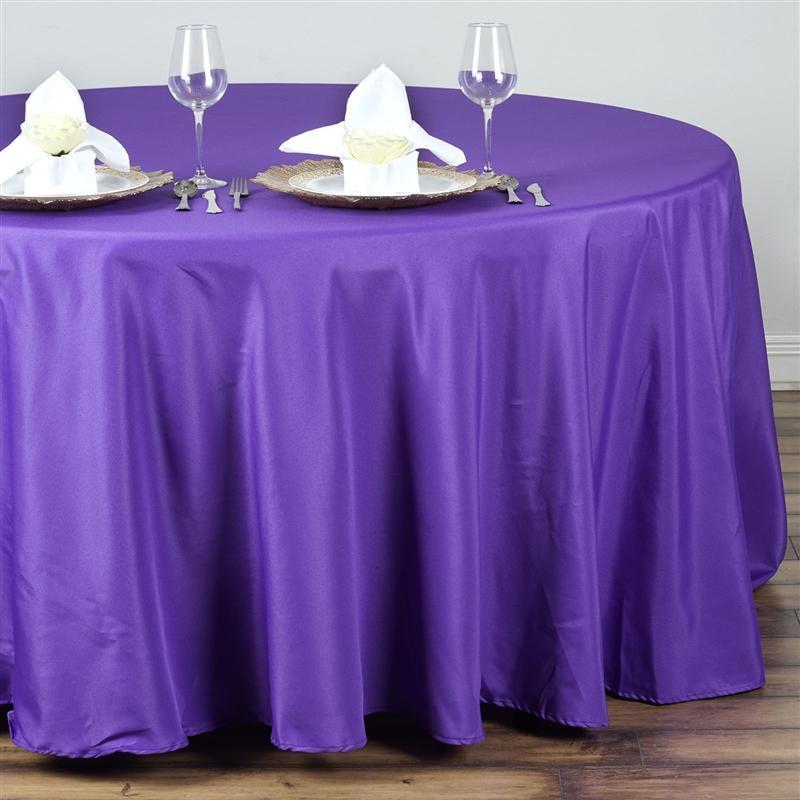 132" Polyester Round Tablecloth Wedding Party Table Linens - Purple TAB_136_PURP_POLY