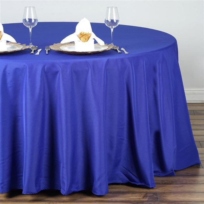 132" Polyester Round Tablecloth Wedding Party Table Linens - Royal Blue TAB_136_ROY_POLY