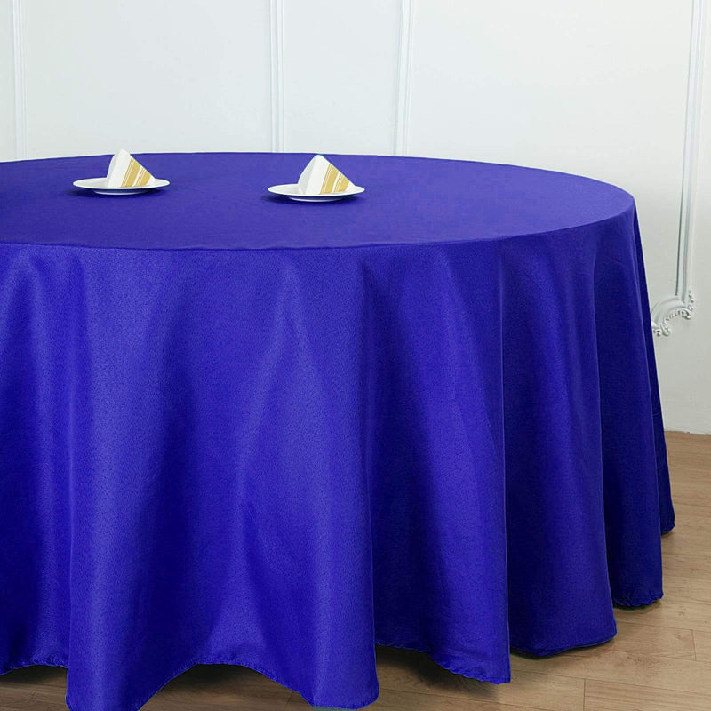 132" Polyester Round Tablecloth Wedding Party Table Linens - Royal Blue TAB_136_ROY_POLY