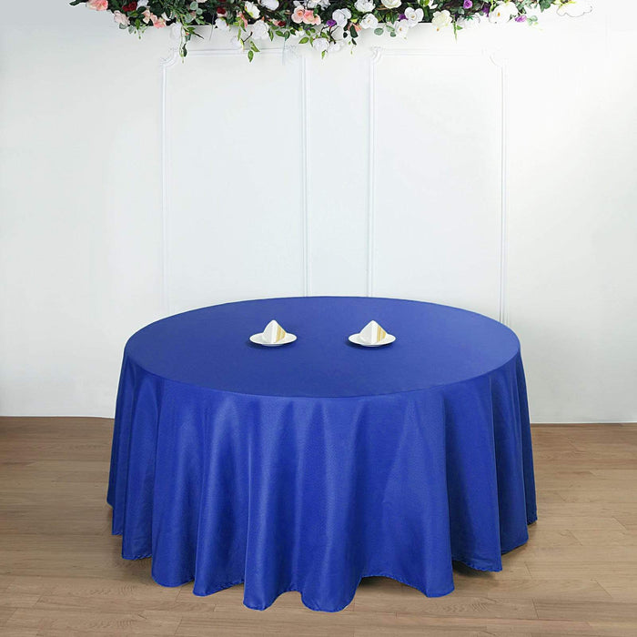 132" Polyester Round Tablecloth Wedding Party Table Linens - Royal Blue TAB_136_ROY