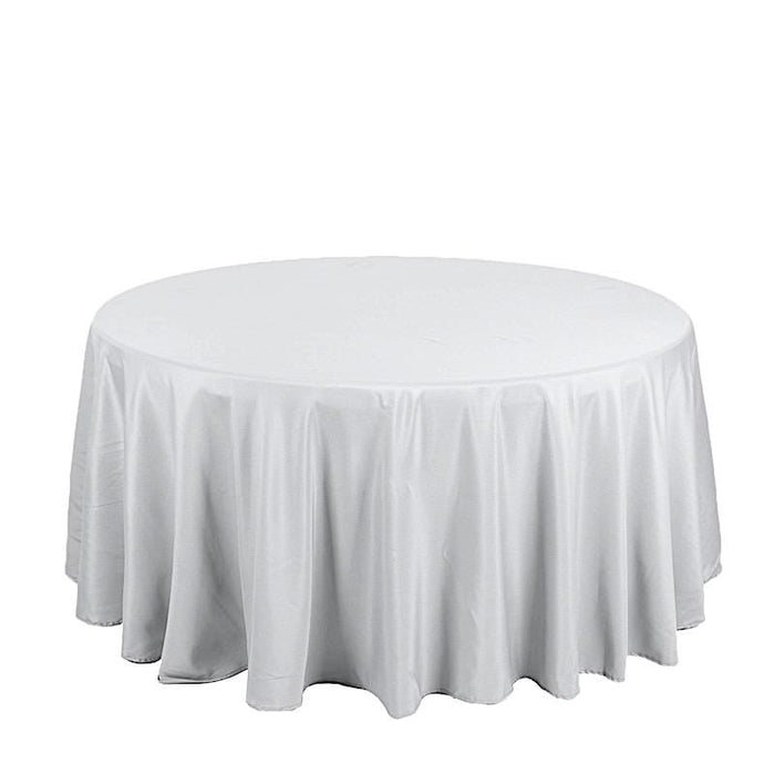 132" Polyester Round Tablecloth Wedding Party Table Linens - Silver Light Gray TAB_136_SILV_POLY