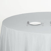132" Polyester Round Tablecloth Wedding Party Table Linens - Silver Light Gray TAB_136_SILV_POLY
