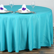 132" Polyester Round Tablecloth Wedding Party Table Linens - Turquoise TAB_136_TURQ_POLY