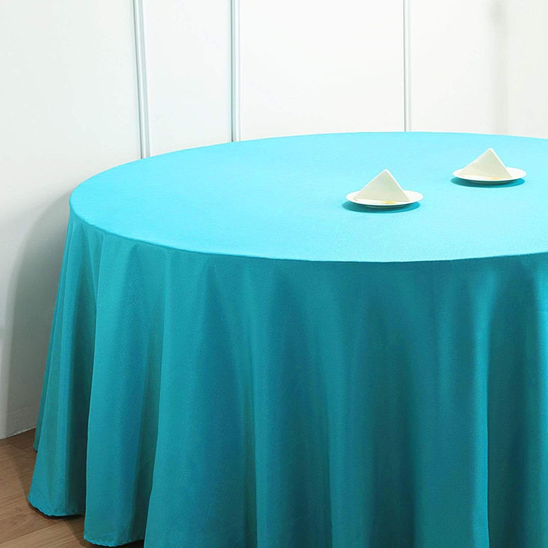 132" Polyester Round Tablecloth Wedding Party Table Linens - Turquoise TAB_136_TURQ_POLY