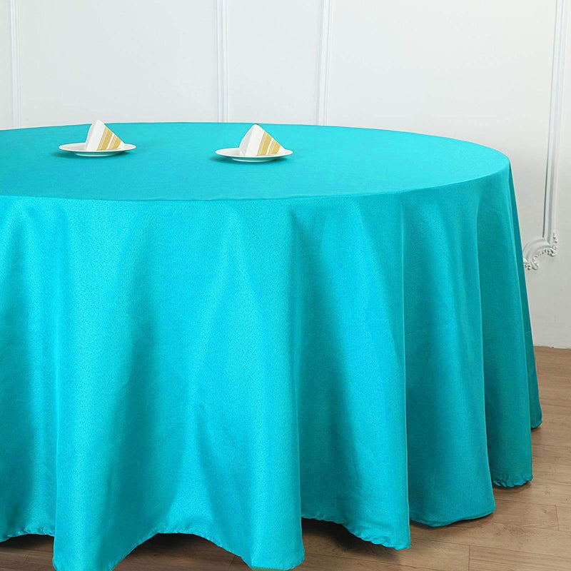 132" Polyester Round Tablecloth Wedding Party Table Linens - Turquoise TAB_136_TURQ_POLY