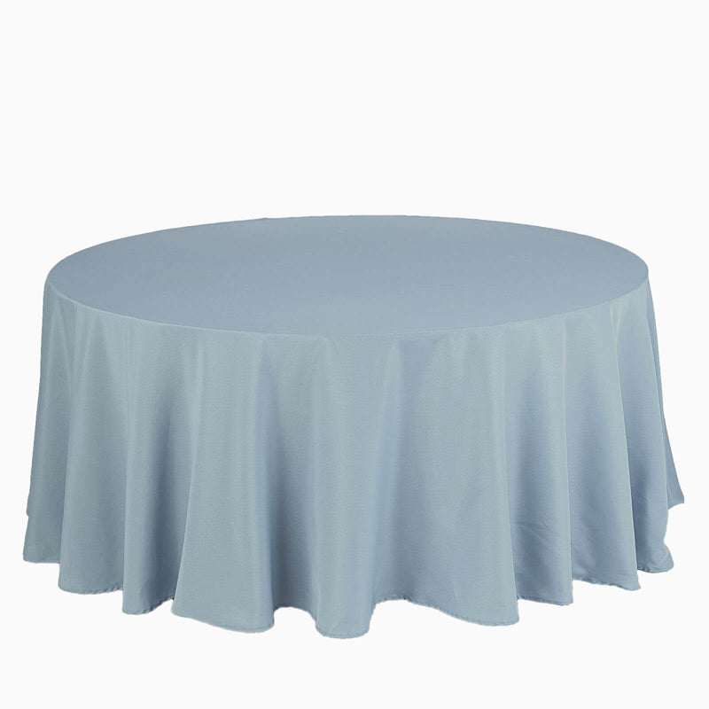 132" Polyester Round Tablecloth Wedding Party Table Linens - Dusty Blue TAB_136_086_POLY
