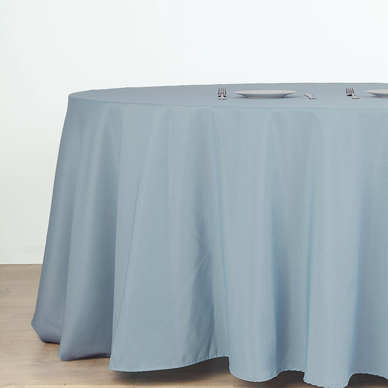 132" Polyester Round Tablecloth Wedding Party Table Linens - Dusty Blue TAB_136_086_POLY