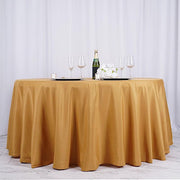 132" Polyester Round Tablecloth Wedding Party Table Linens - Gold TAB_136_GOLD_POLY