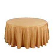 132" Polyester Round Tablecloth Wedding Party Table Linens - Gold TAB_136_GOLD_POLY