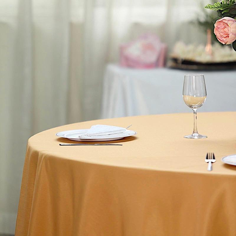 132" Polyester Round Tablecloth Wedding Party Table Linens - Gold TAB_136_GOLD_POLY