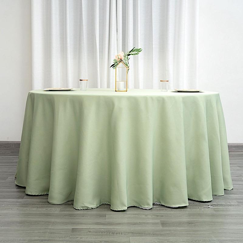 132" Polyester Round Tablecloth Wedding Party Table Linens - Sage Green TAB_136_SAGE_POLY