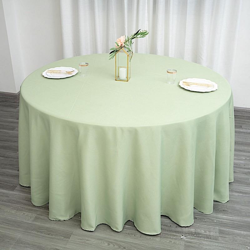 132" Polyester Round Tablecloth Wedding Party Table Linens - Sage Green TAB_136_SAGE_POLY