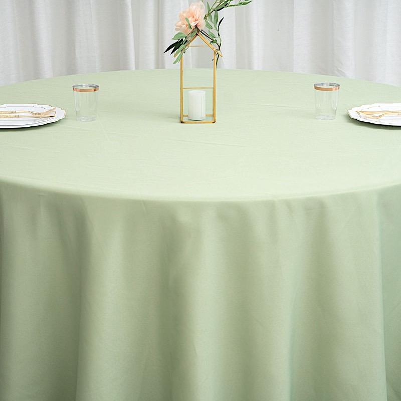 132" Polyester Round Tablecloth Wedding Party Table Linens - Sage Green TAB_136_SAGE_POLY