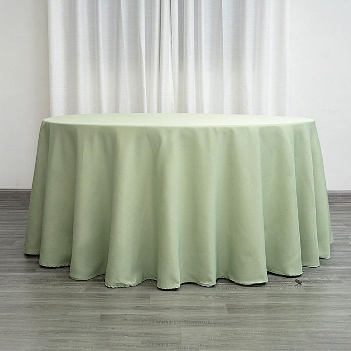 132" Polyester Round Tablecloth Wedding Party Table Linens - Sage Green TAB_136_SAGE_POLY