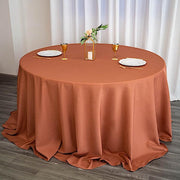 132" Polyester Round Tablecloth Wedding Party Table Linens - Terracotta TAB_136_TERC_POLY