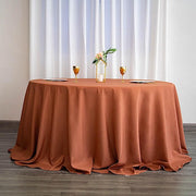 132" Polyester Round Tablecloth Wedding Party Table Linens - Terracotta TAB_136_TERC_POLY