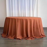 132" Polyester Round Tablecloth Wedding Party Table Linens - Terracotta TAB_136_TERC_POLY